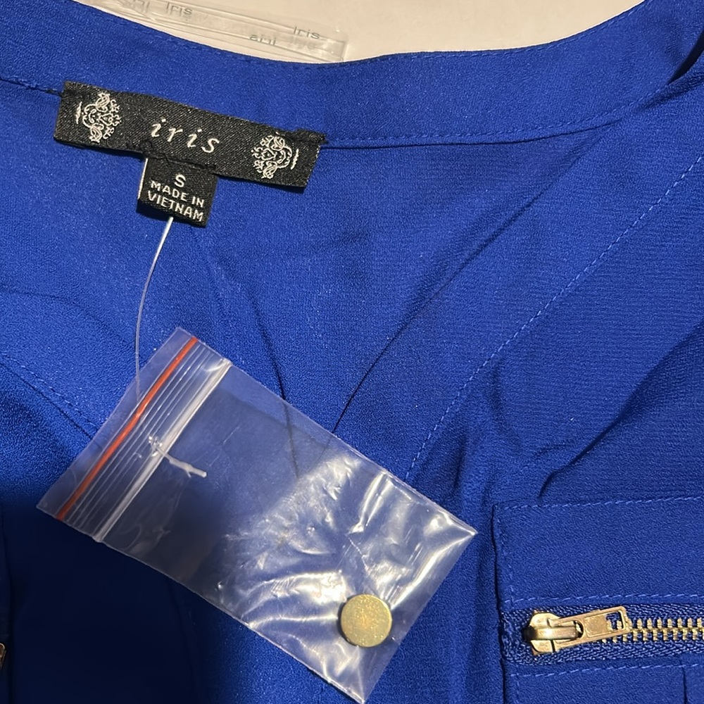 Iris Women's Vibrant Blue Blouse with Zipper Accents - Picture 2 of 3